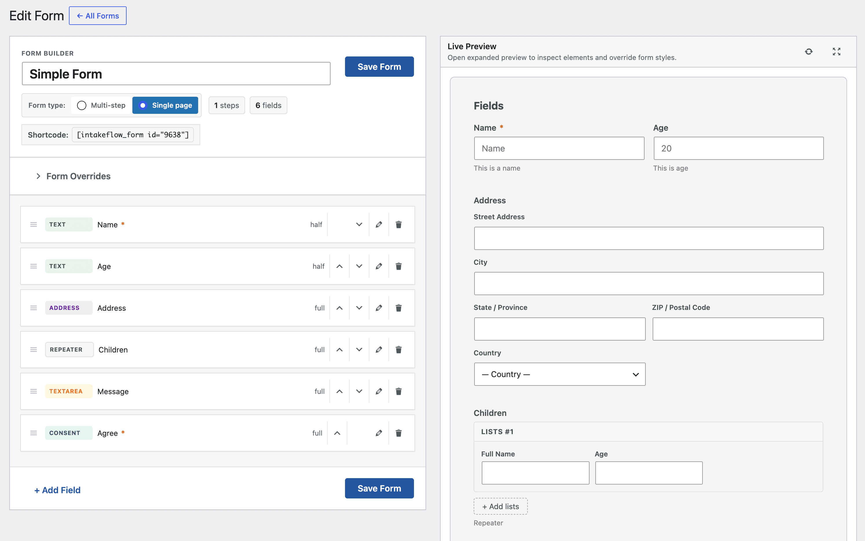 IntakeFlow AI Entries queue screenshot