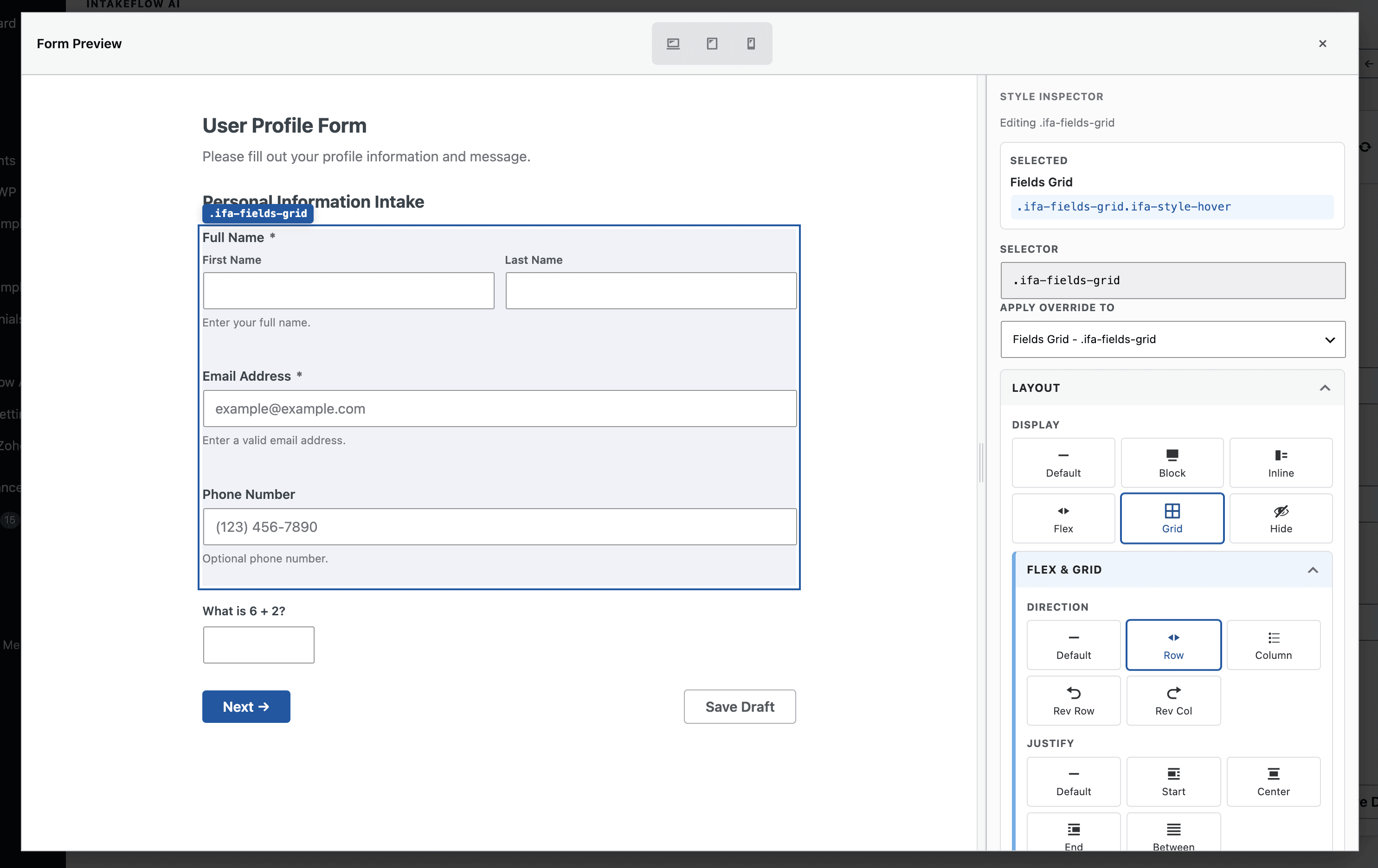 IntakeFlow AI Workflow settings screenshot