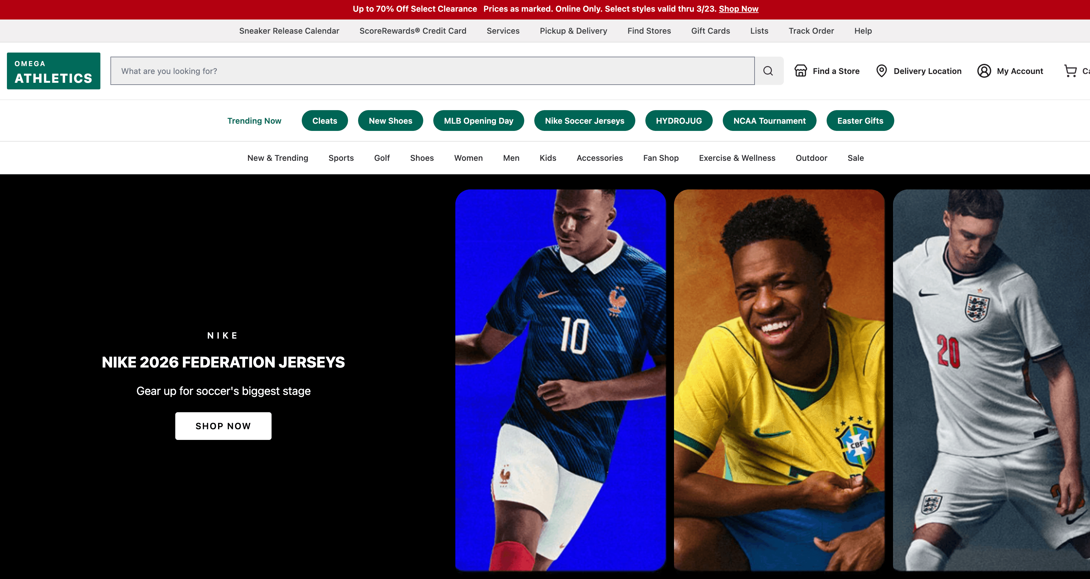 Omega Athletics website preview