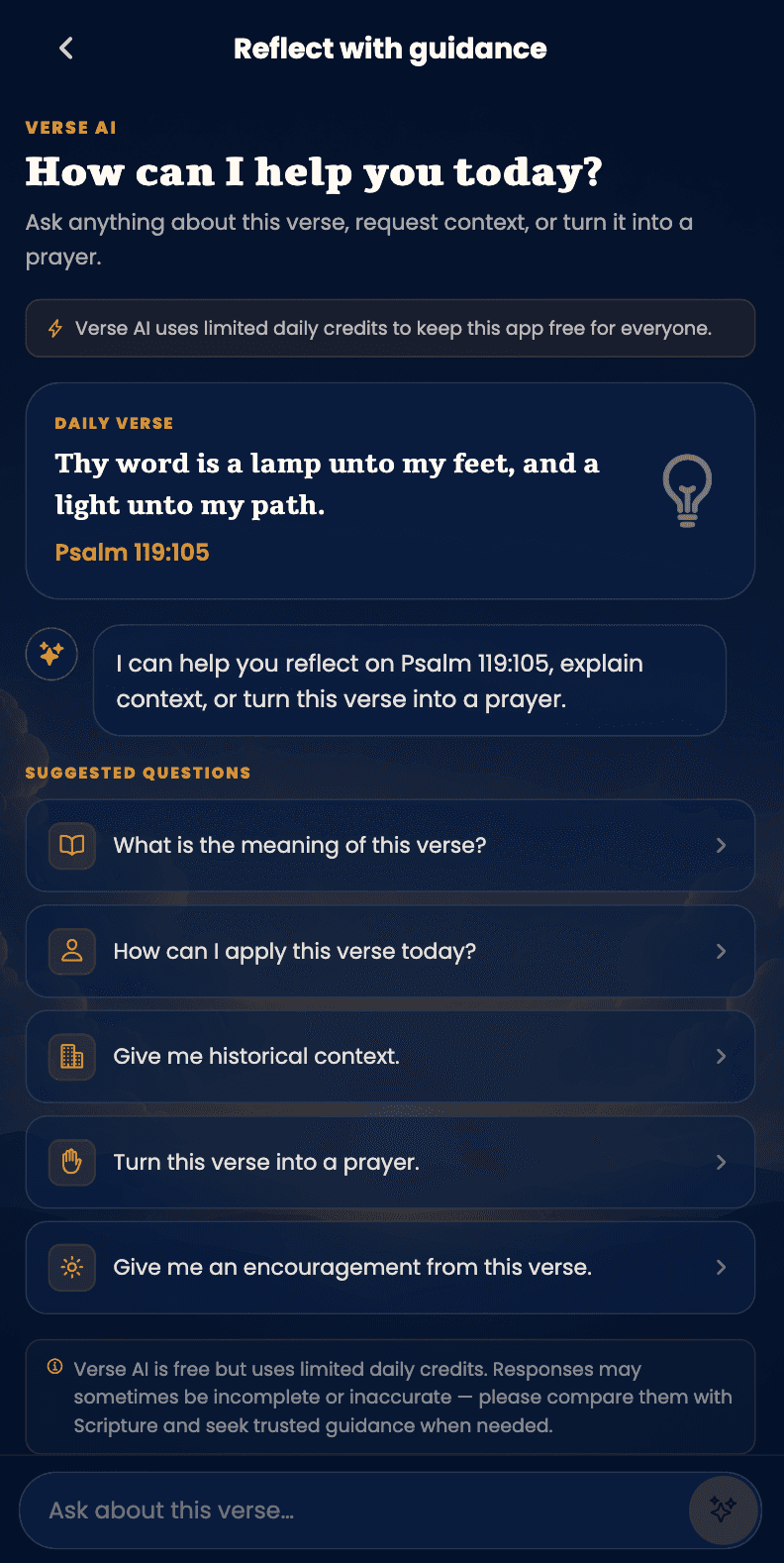 Bible Message Verse AI screen