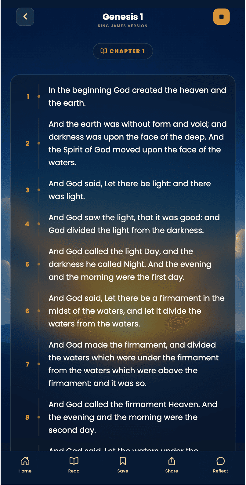 Bible Message verse reading view