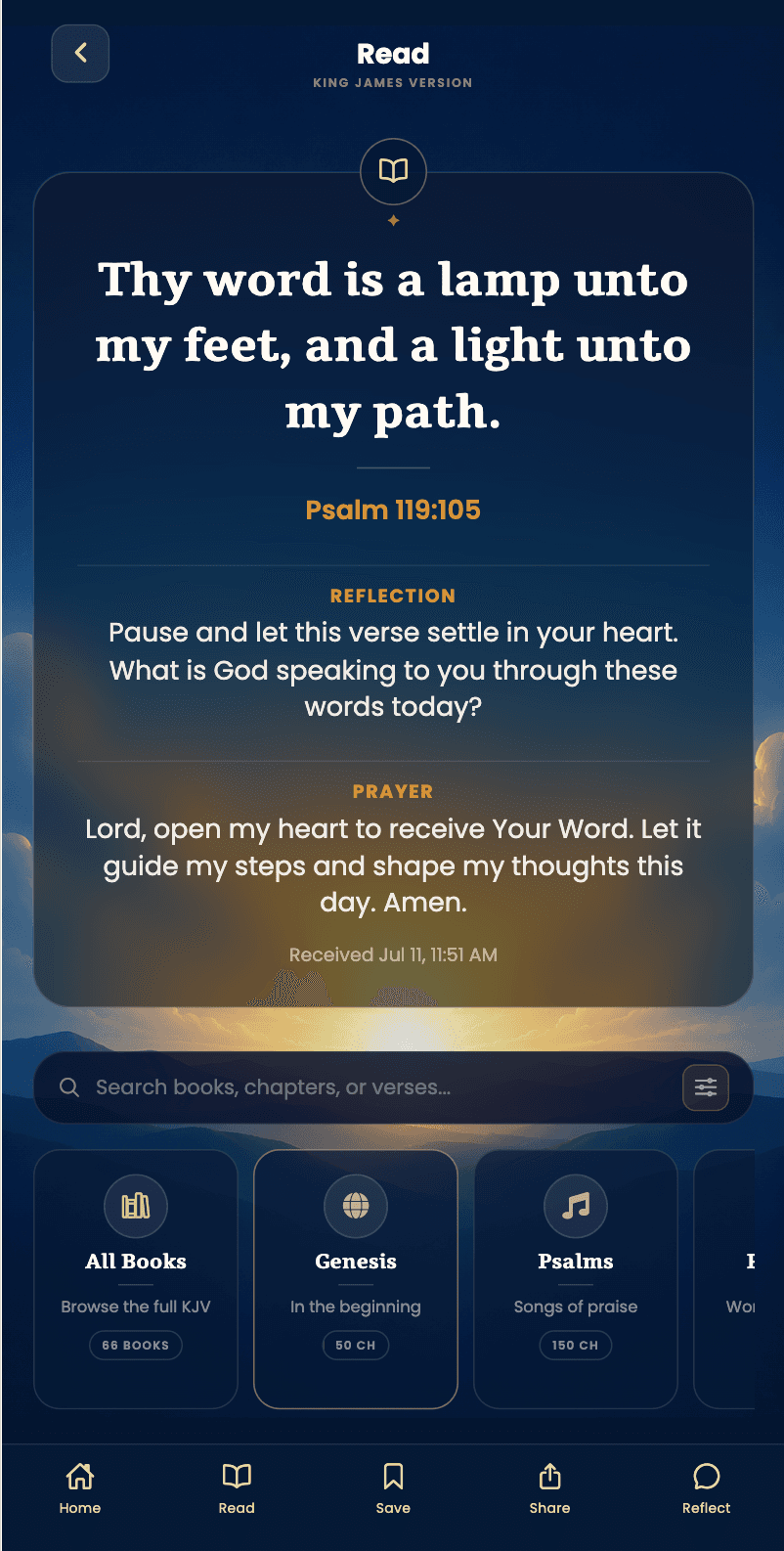 Bible Message reading screen