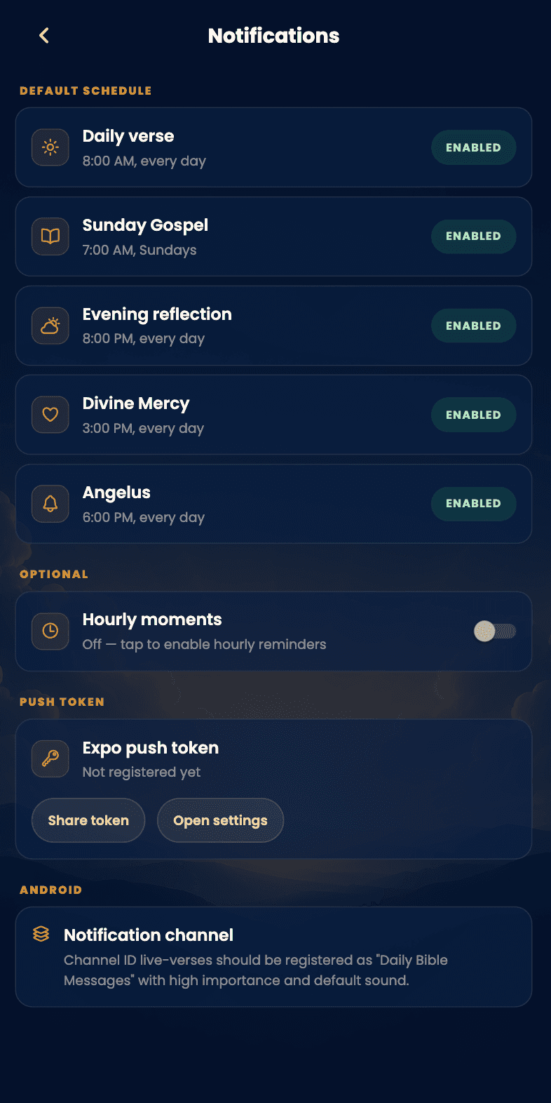 Bible Message notification settings