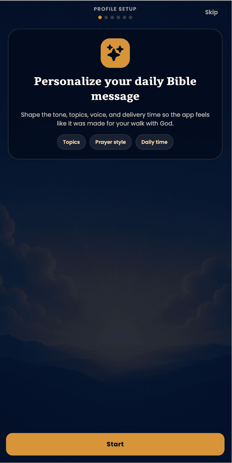 Bible Message personalization settings